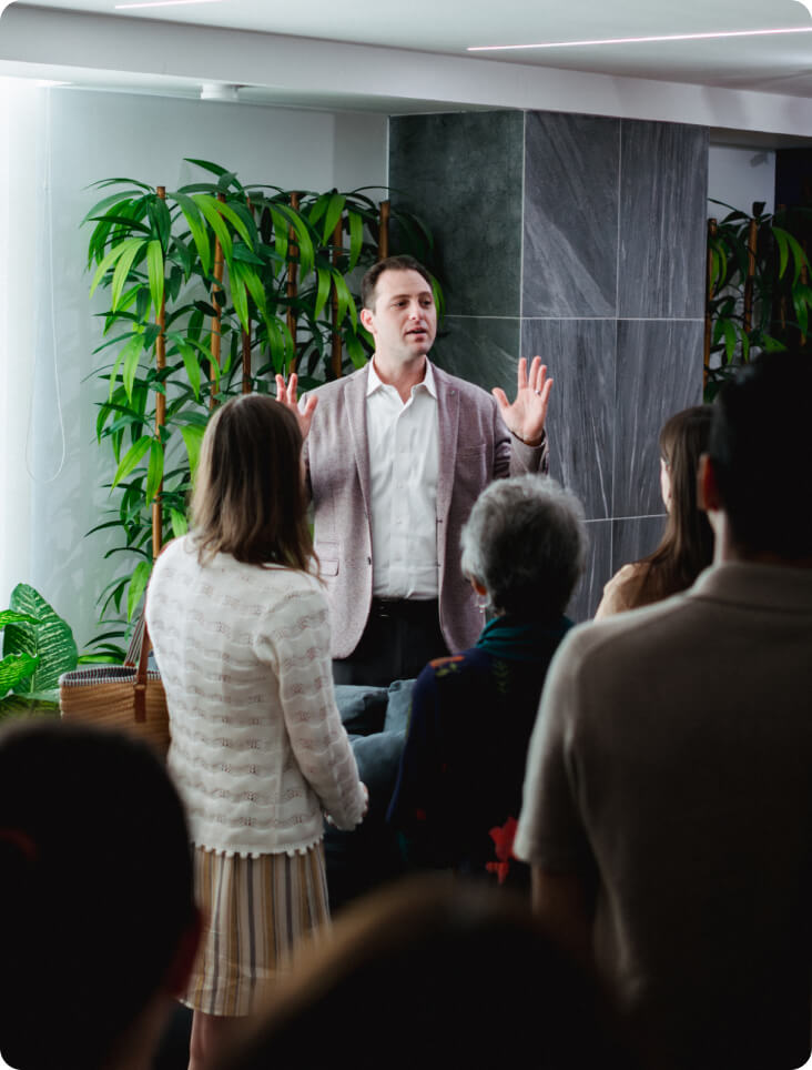 Immunocine team members in conversation