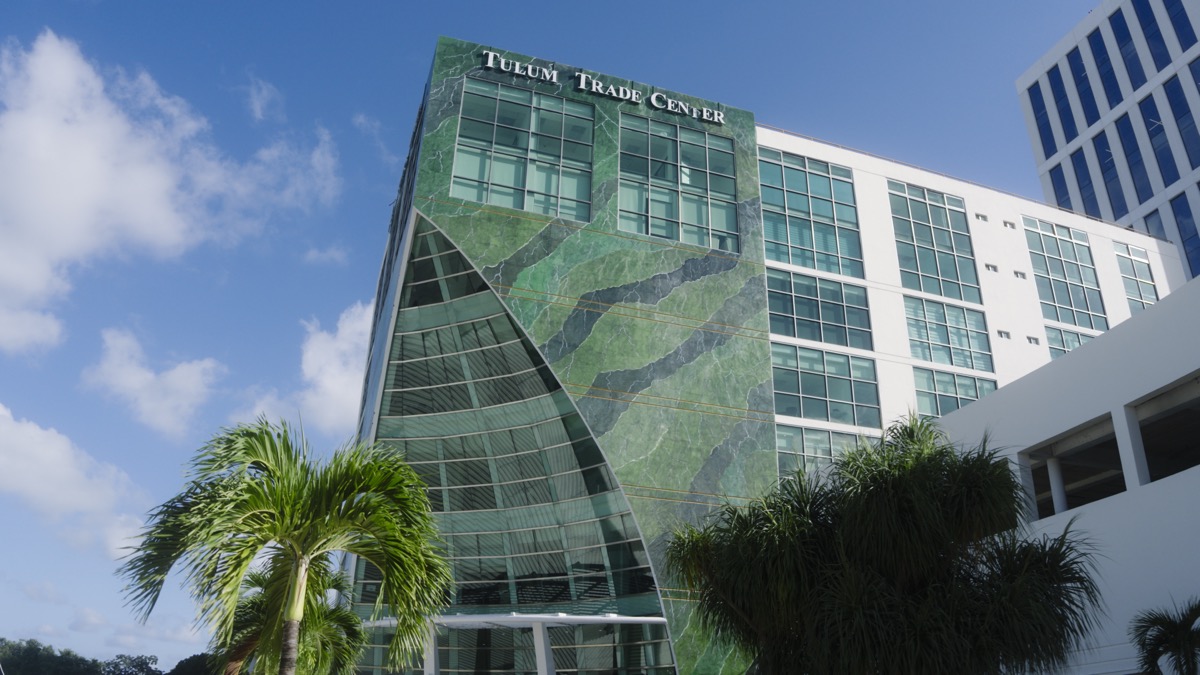 Aerial view of the Cancún hotel zone